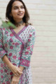 Image for Kusvaa Wsr203 Naazia Angrakha Kurta With Hand Block Print Necklace