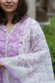 Image for Kusvaa Wsr204 Mushk Kurta Dupatta Set With Hand Block Print Closeup