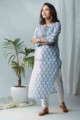 Image for Kusvaa Wsr209 Khawbeeda Kurta With Hand Block Print Front