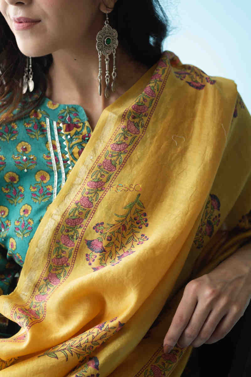Image for Kusvaa Wsr210 Zemira Kurta Dupatta Set With Hand Block Print Dupatta