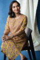 Image for Kusvaa Avdaf38 Soha Kurta Pant Set With Embroidery And Sequin Details Sitting 1