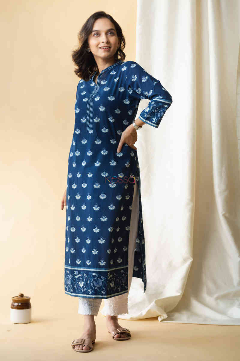 Image for Kusvaa Avdaf39 Shafaaq Indigo Kurta Look 1