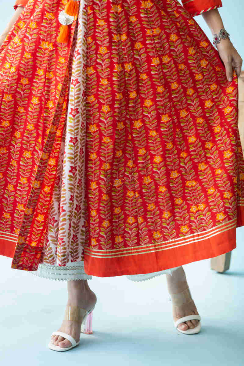 Image for Kusvaa Avdaf46 Nazgul Anarkali Kurta With Gota Patti Work Bottom