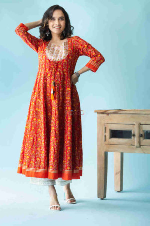 Image for Kusvaa Avdaf46 Nazgul Anarkali Kurta With Gota Patti Work Featured