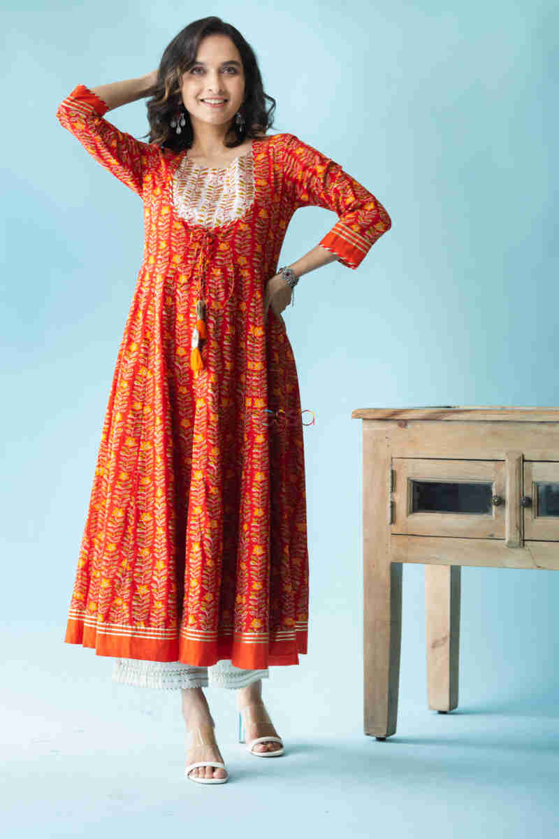 Image for Kusvaa Avdaf46 Nazgul Anarkali Kurta With Gota Patti Work Featured