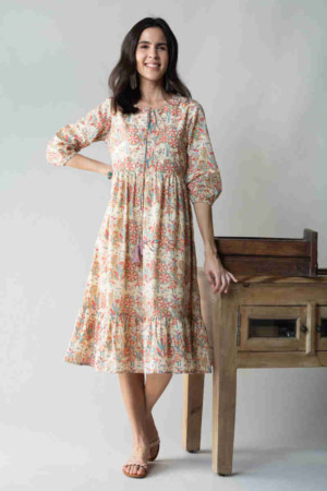Image for Kusvaa Avdaf52 Chulbuli Tiered Dress With Quirky Prints Featured