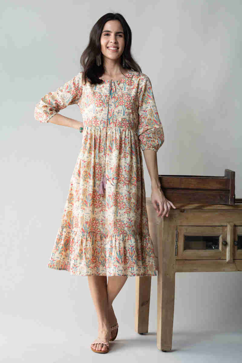 Image for Kusvaa Avdaf52 Chulbuli Tiered Dress With Quirky Prints Featured