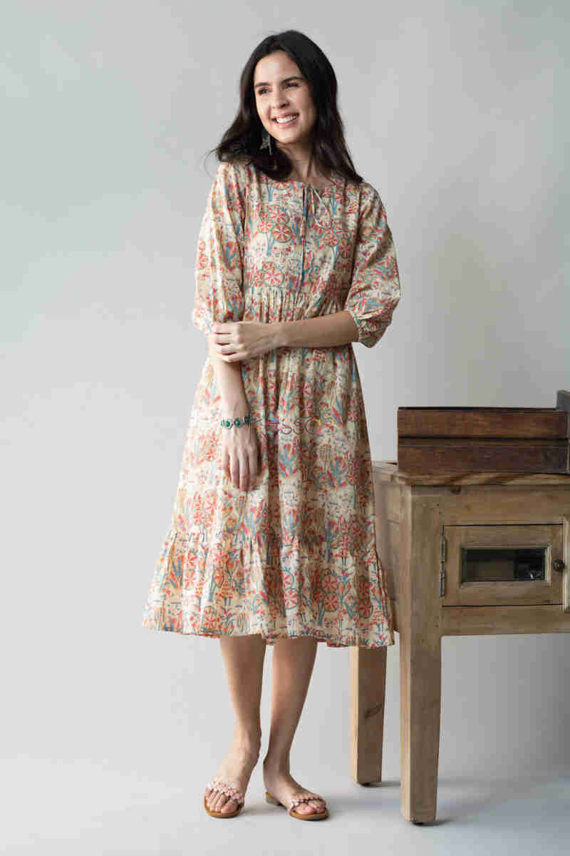 Image for Kusvaa Avdaf52 Chulbuli Tiered Dress With Quirky Prints Look 1