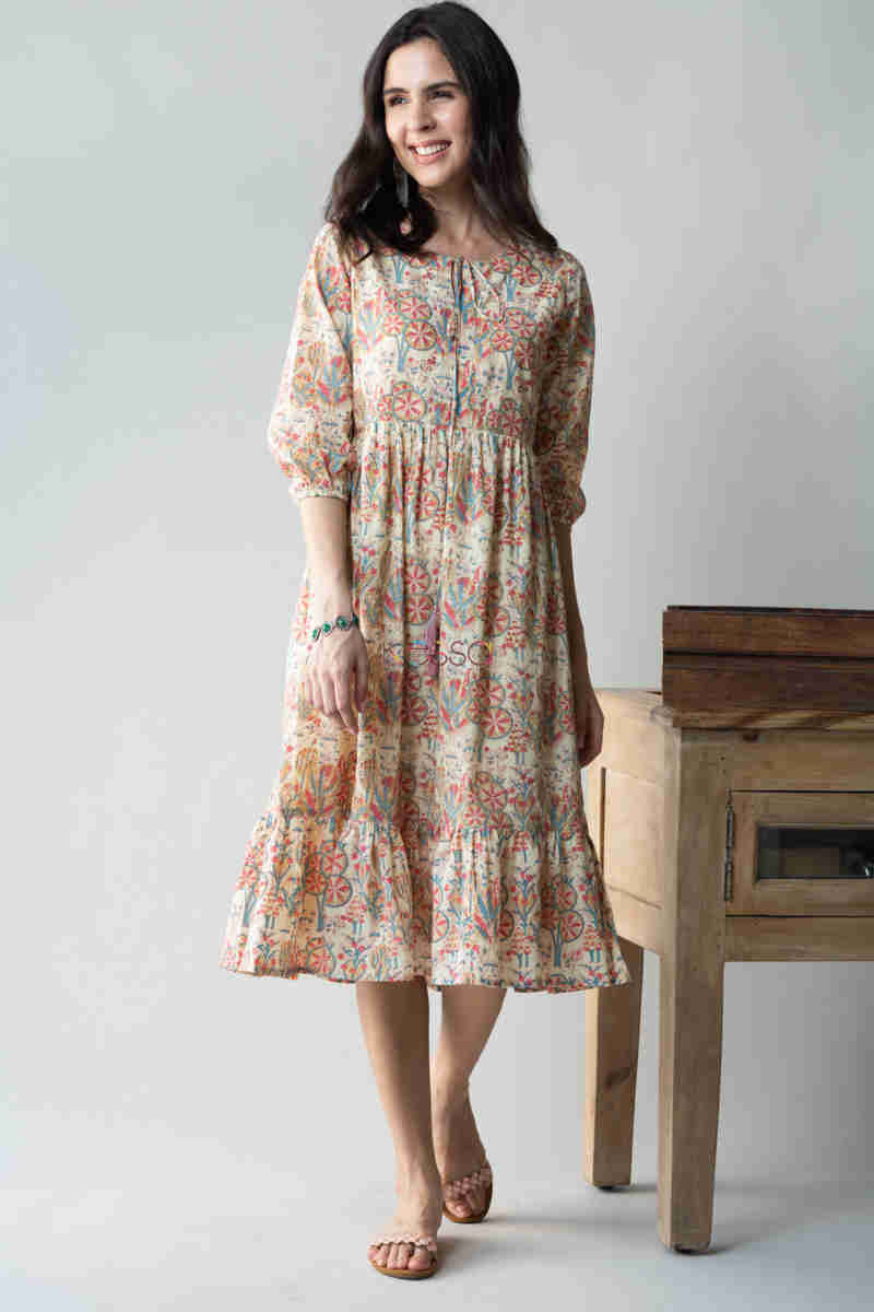 Image for Kusvaa Avdaf52 Chulbuli Tiered Dress With Quirky Prints Look