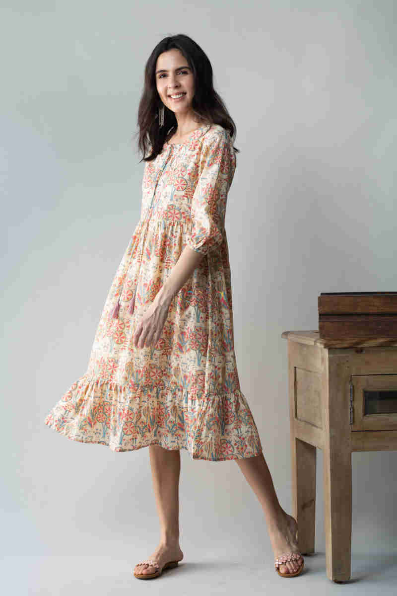 Image for Kusvaa Avdaf52 Chulbuli Tiered Dress With Quirky Prints Side