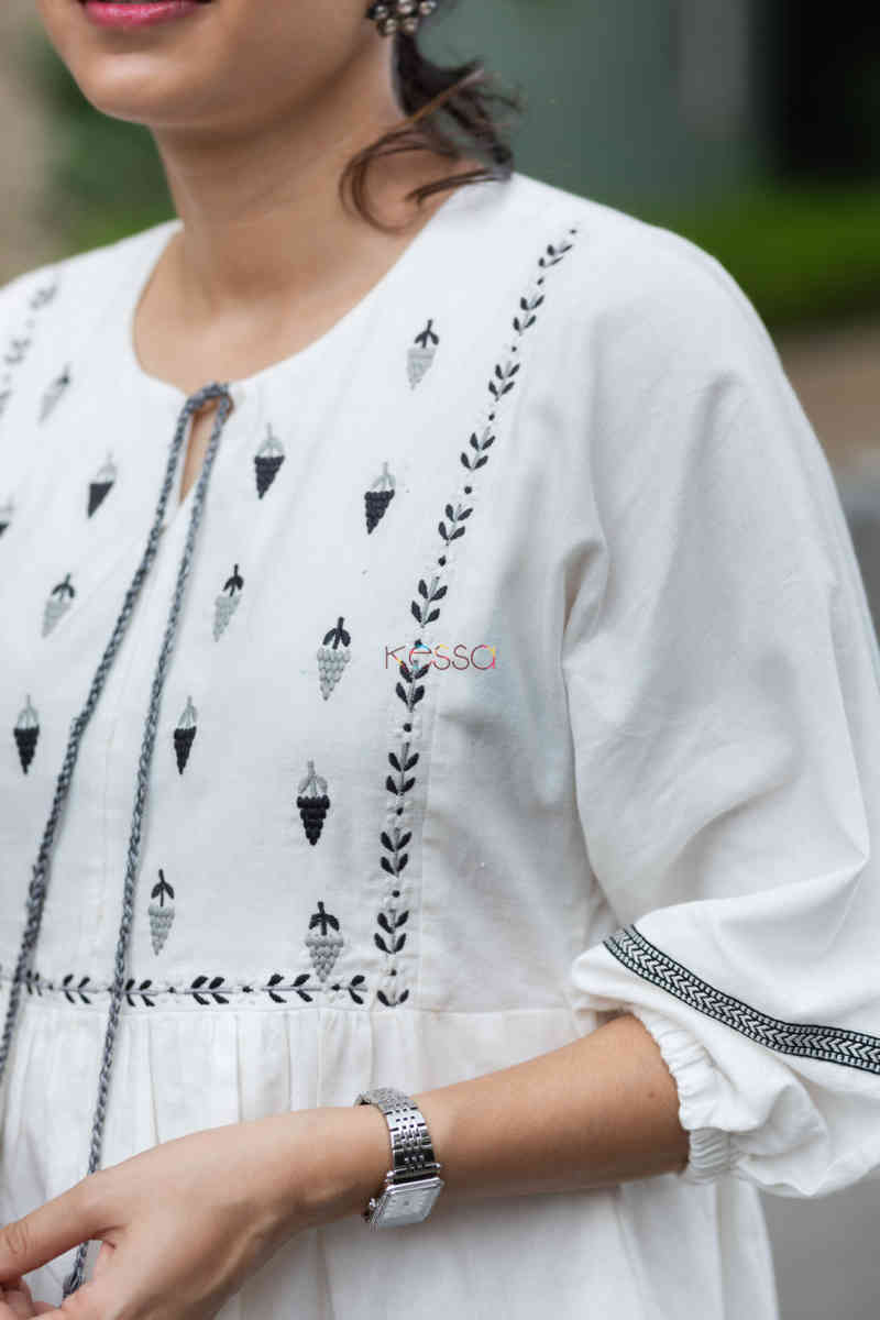 Image for Kusvaa Kcb09 Shabnam Dress With Hand Block Print Closeup