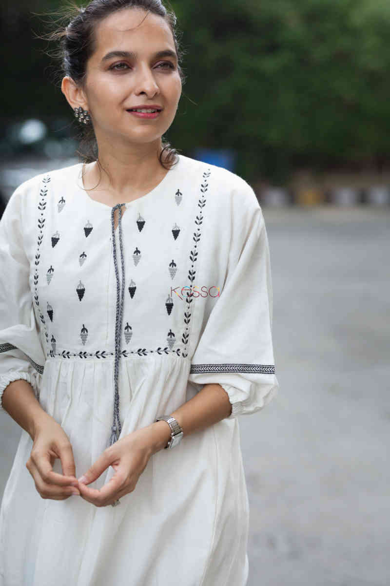 Image for Kusvaa Kcb09 Shabnam Dress With Hand Block Print Front 1