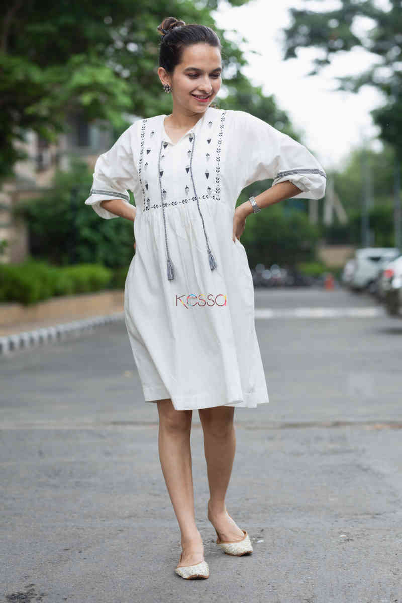 Image for Kusvaa Kcb09 Shabnam Dress With Hand Block Print Look 1