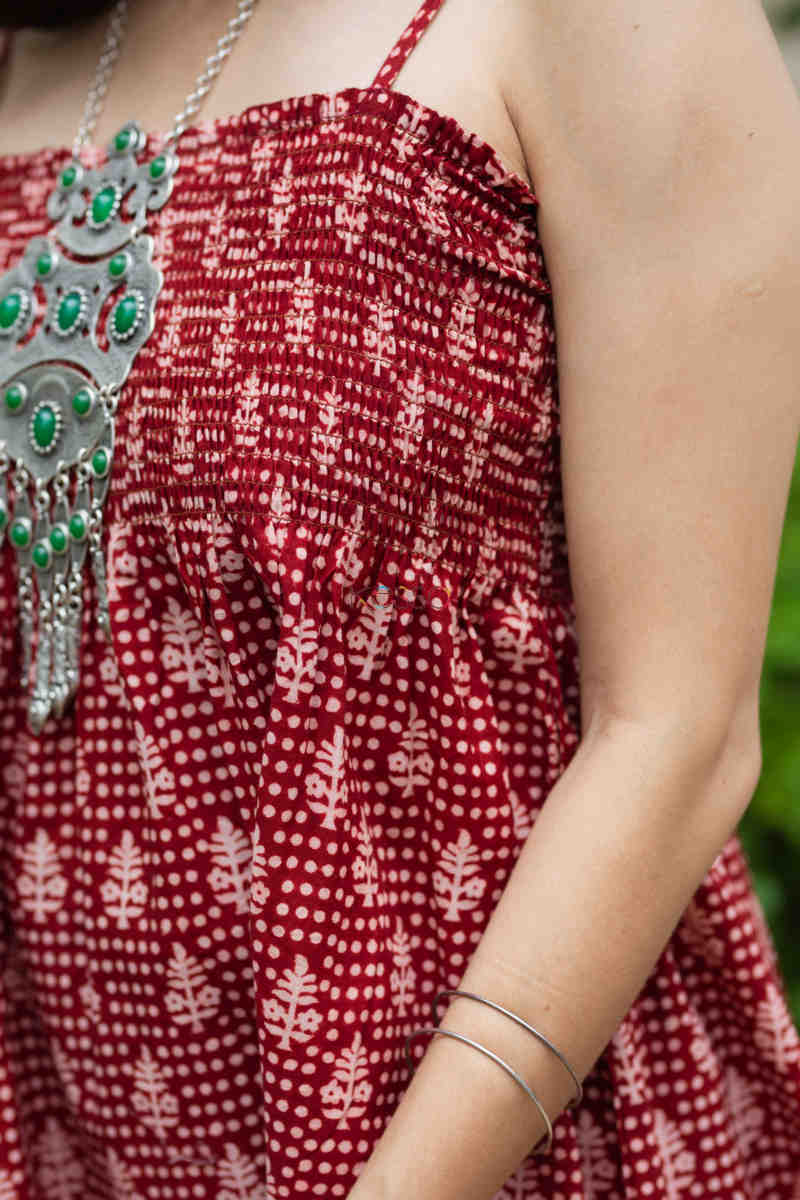 Image for Kusvaa Kcb14 Tabeer Top And Palazzo Set With Hand Block Print Closeup