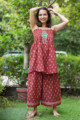 Image for Kusvaa Kcb14 Tabeer Top And Palazzo Set With Hand Block Print Front