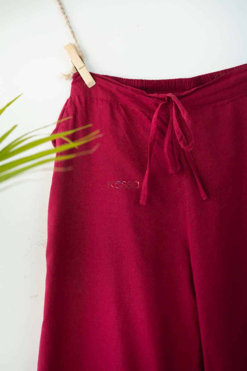 Image for Kusvaa Sap07 Wine Color Gotta Palazzo Closeup