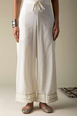 Image for Kusvaa Sap08 Off White Color Gotta Palazzo Offwhite Featured New