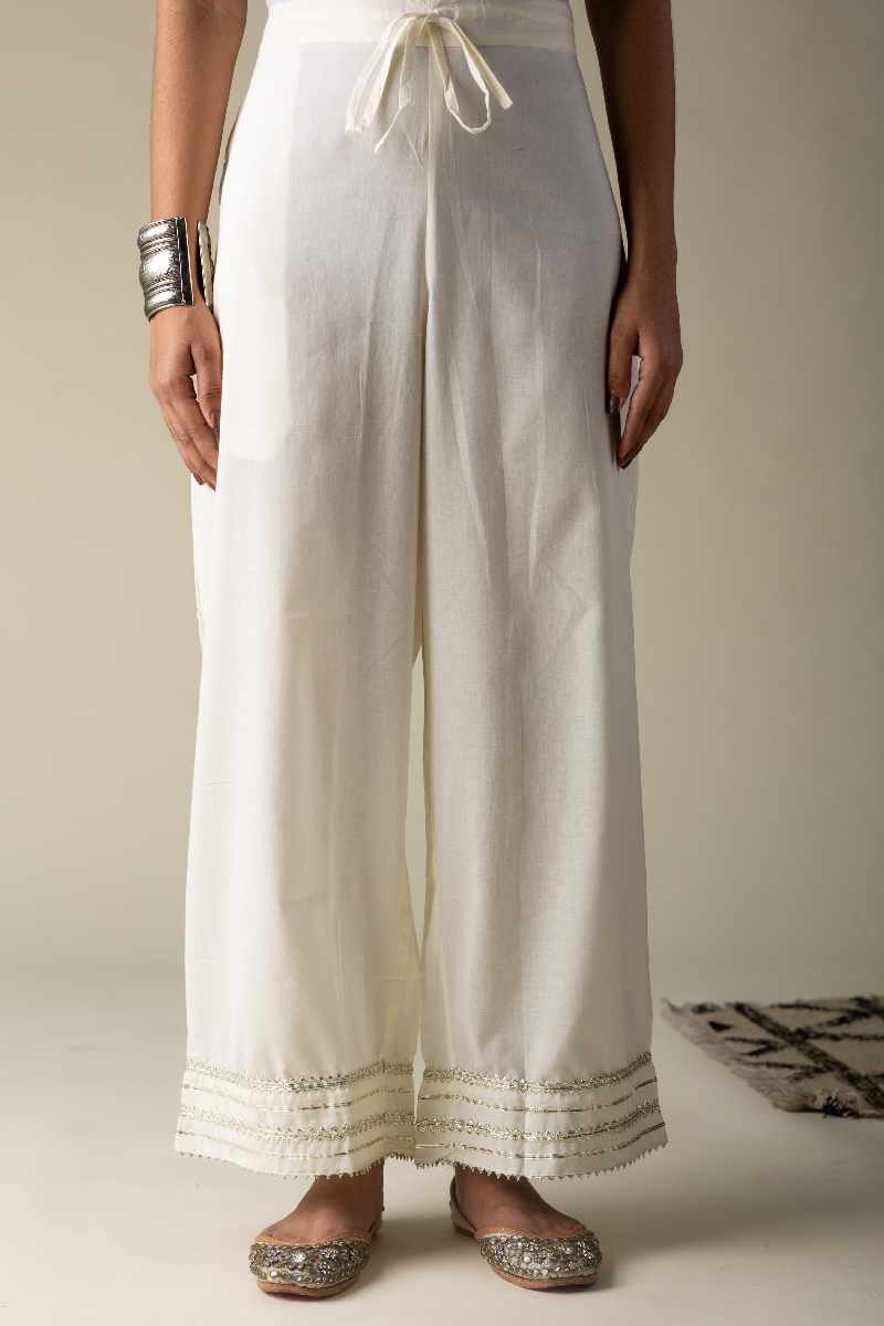 Image for Kusvaa Sap08 Off White Color Gotta Palazzo Offwhite Featured New