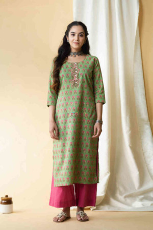 Image for Kusvaa Taf56 Kalpvan Straight Kurta With Floral Prints Featured