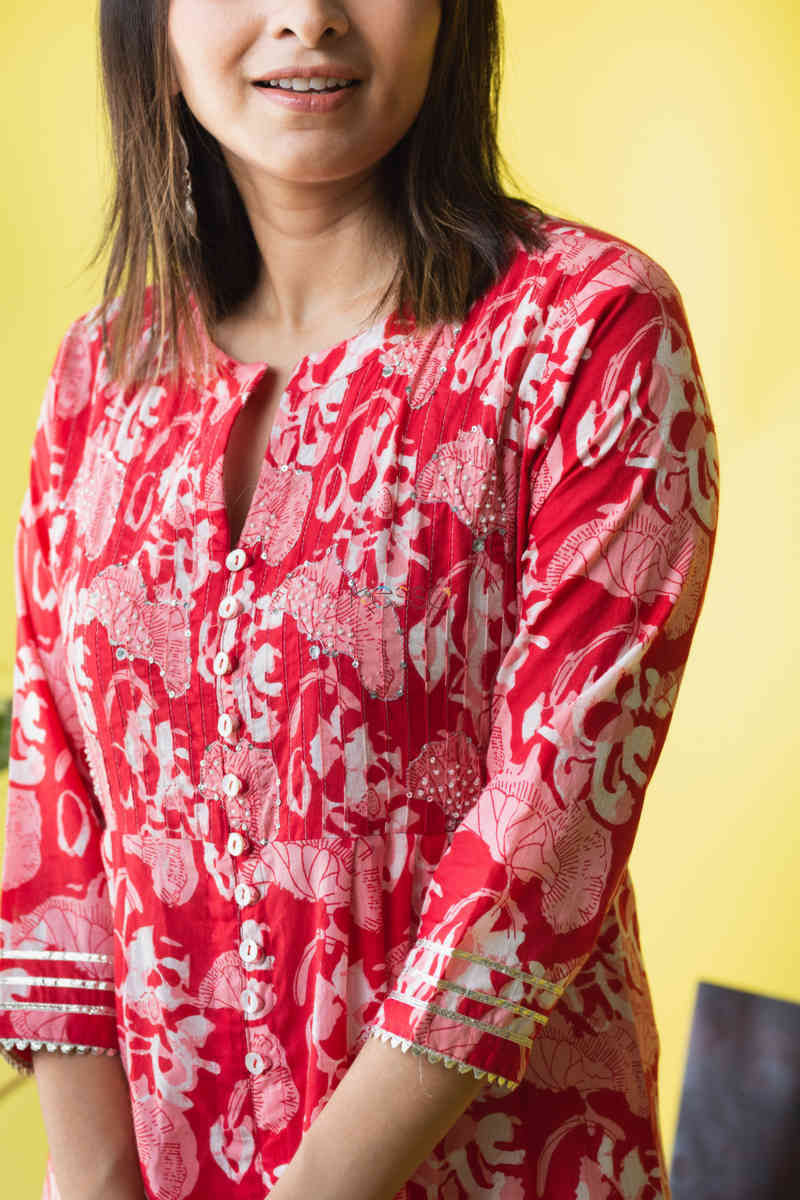 Image for Kusvaa Vcr52 Abeerah Kurta With Gota Work Sleeves