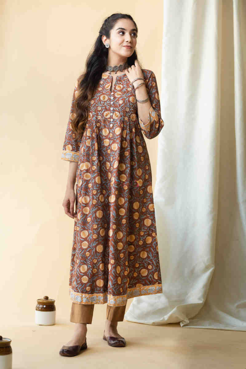 Image for Kusvaa Vcr53 Dharini Kurta With Hand Block Print Front