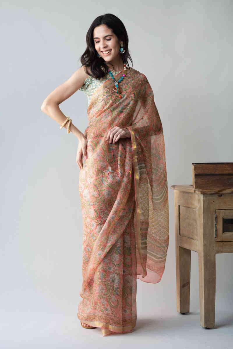 Image for Kusvaa Vcs01 Amshutha Kota Silk Saree With Blouse Look 1