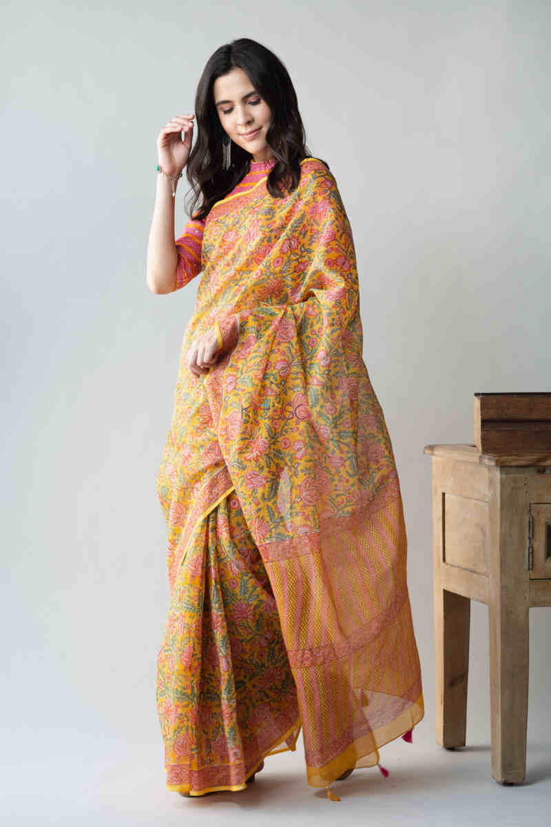 Image for Kusvaa Vcs02 Anora Kota Doriya Saree With Blouse Look