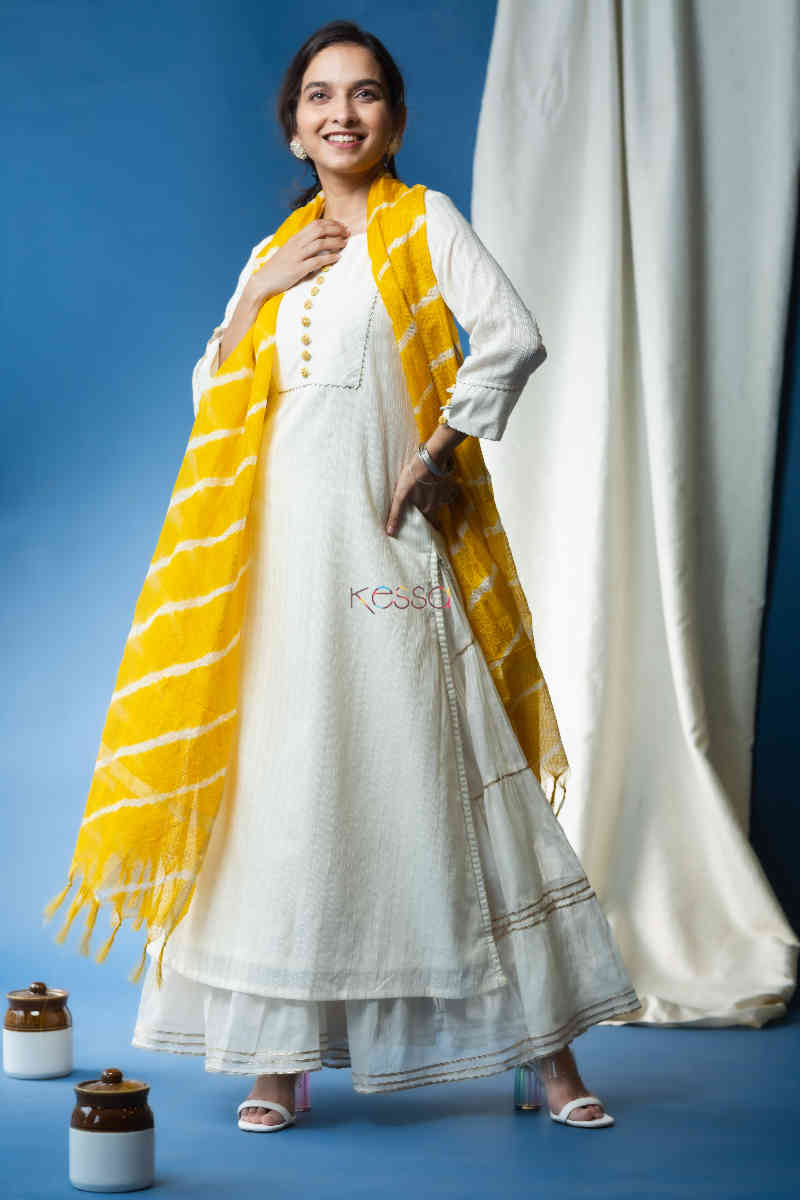 Image for Kusvaa Ws701 Chakori Kurta Dupatta Set With Embroidery And Gota Work Look 1
