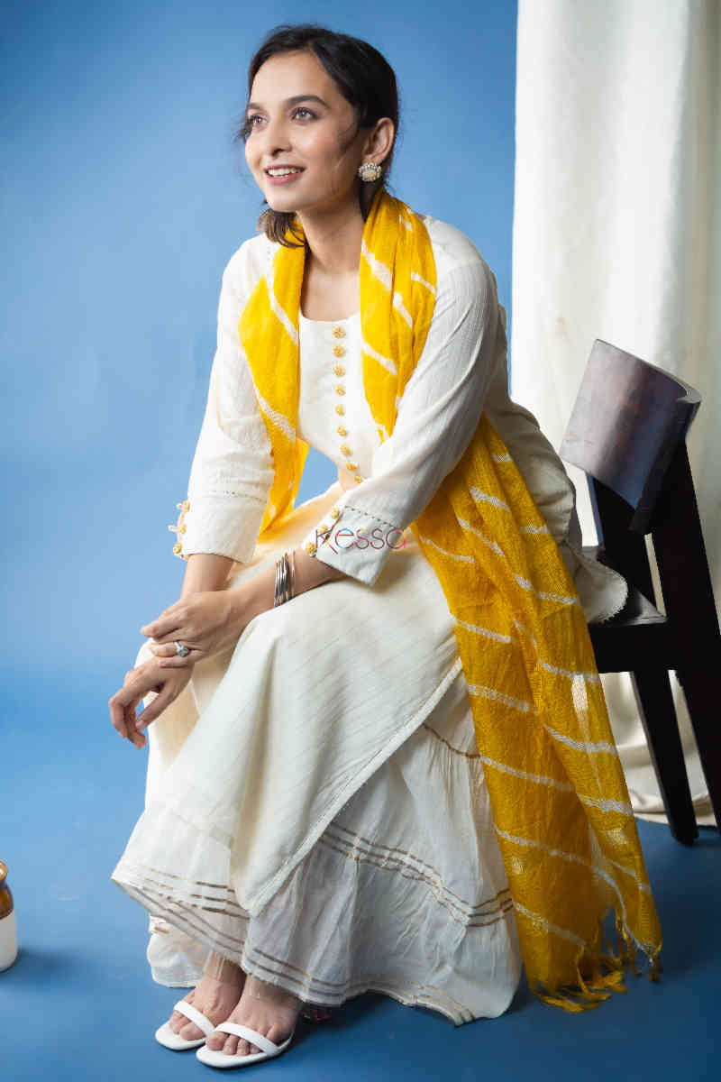 Image for Kusvaa Ws701 Chakori Kurta Dupatta Set With Embroidery And Gota Work Sitting