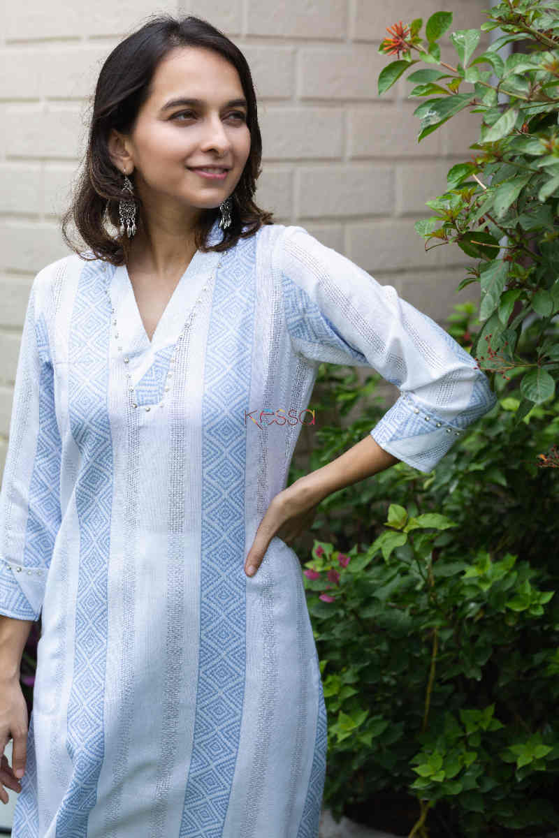 Image for Kusvaa Ws702 Mahnoor Kurta With Sequin And Moti Work Top
