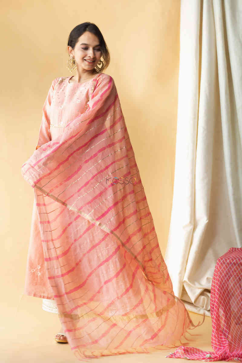 Image for Kusvaa Ws710 Saachi Kurta Dupatta Set With Bandhani Print Look