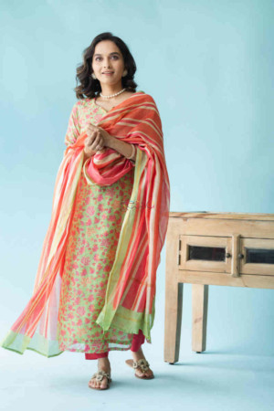 Image for Kusvaa Ws711 Joshika Kurta Dupatta Set With Gota Bijiya Embellishments Featured