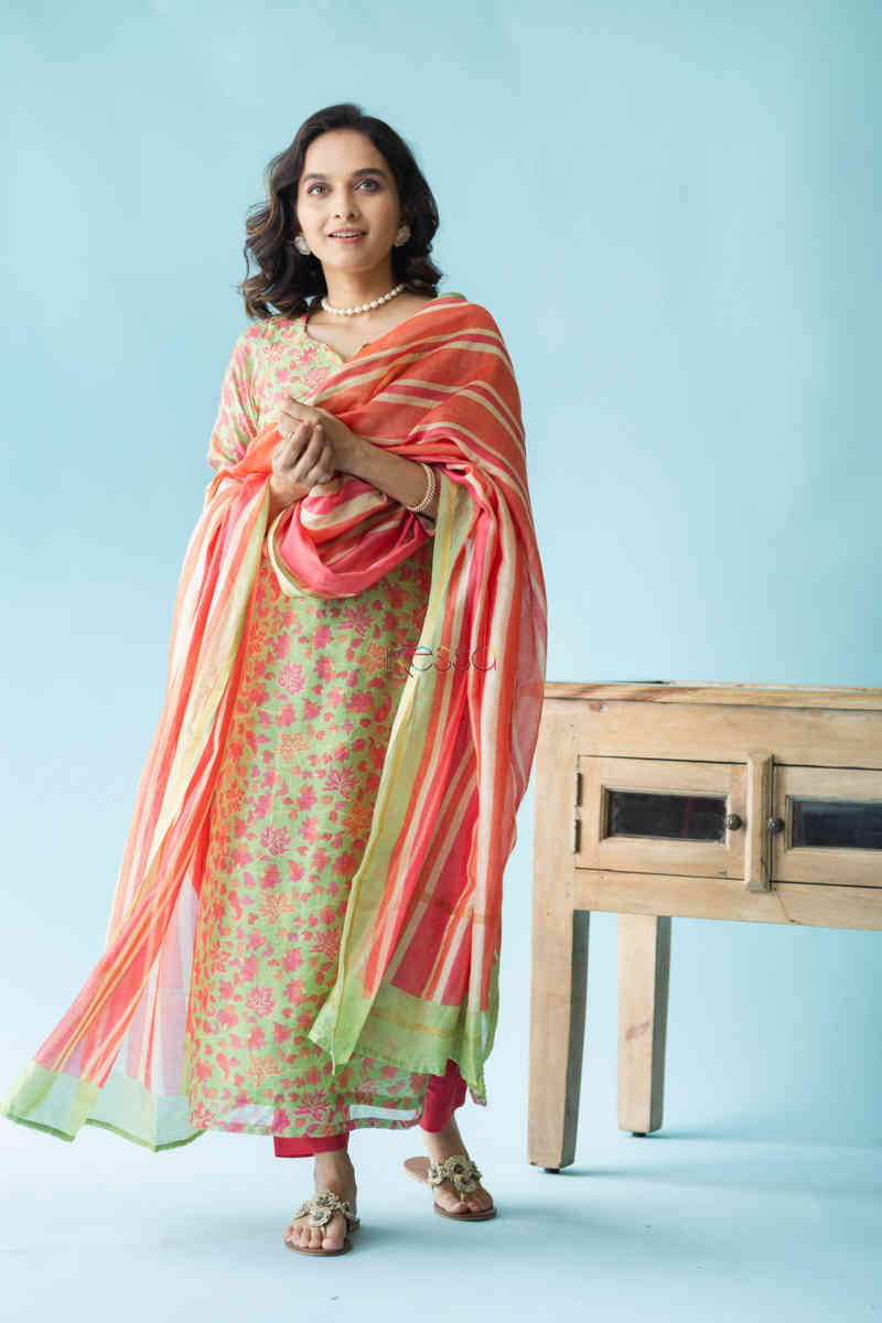 Image for Kusvaa Ws711 Joshika Kurta Dupatta Set With Gota Bijiya Embellishments Featured