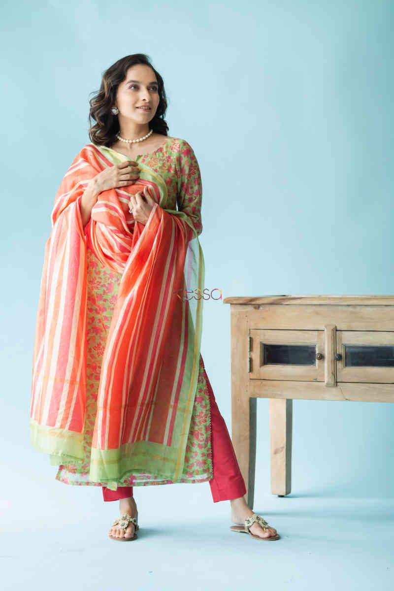 Image for Kusvaa Ws711 Joshika Kurta Dupatta Set With Gota Bijiya Embellishments Look
