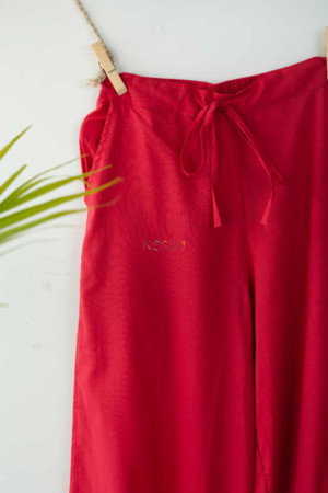 Image for Wsp02 Palazzo With Pocket Elasticated Waist T Red Closeup