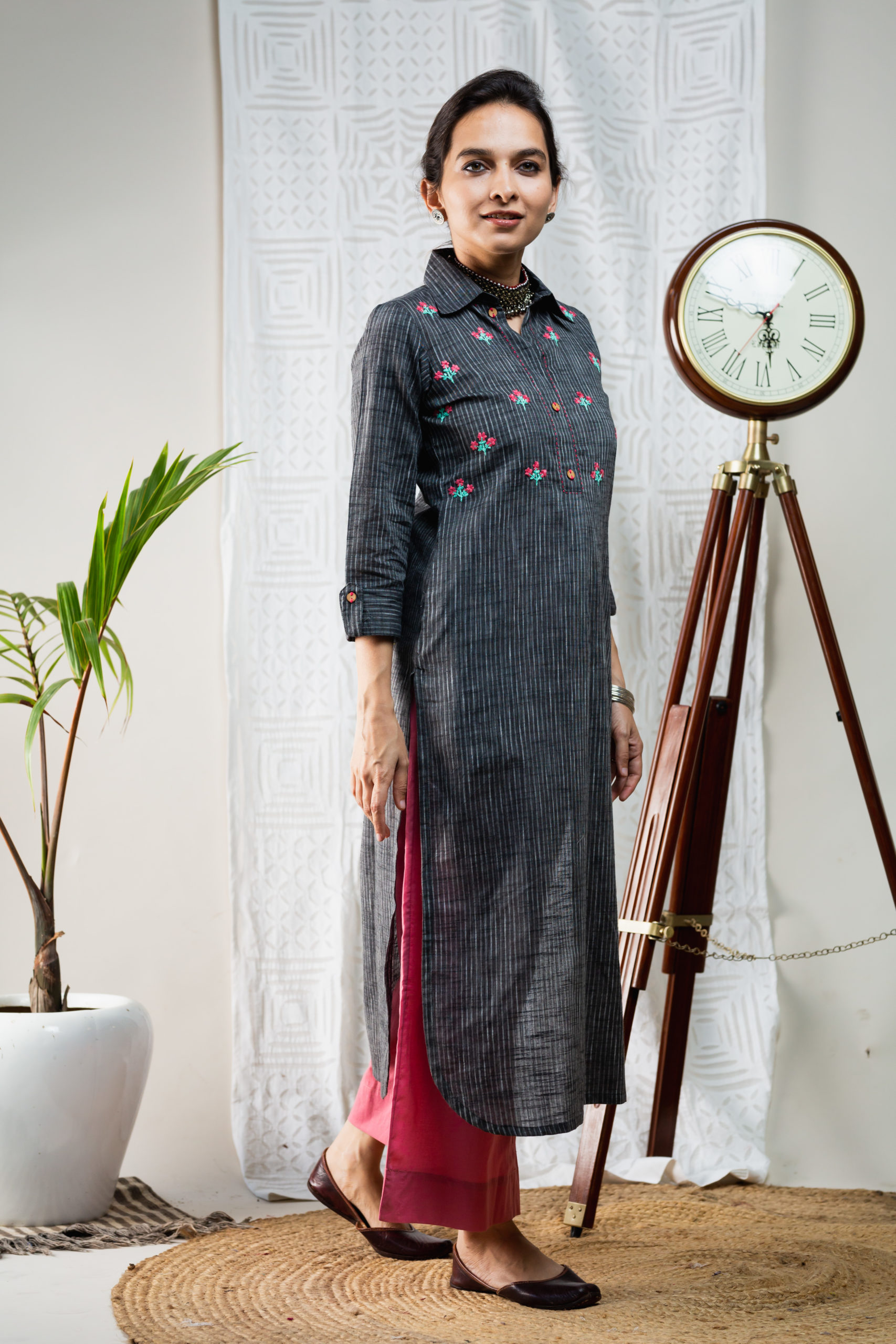 Grey A-line kurta