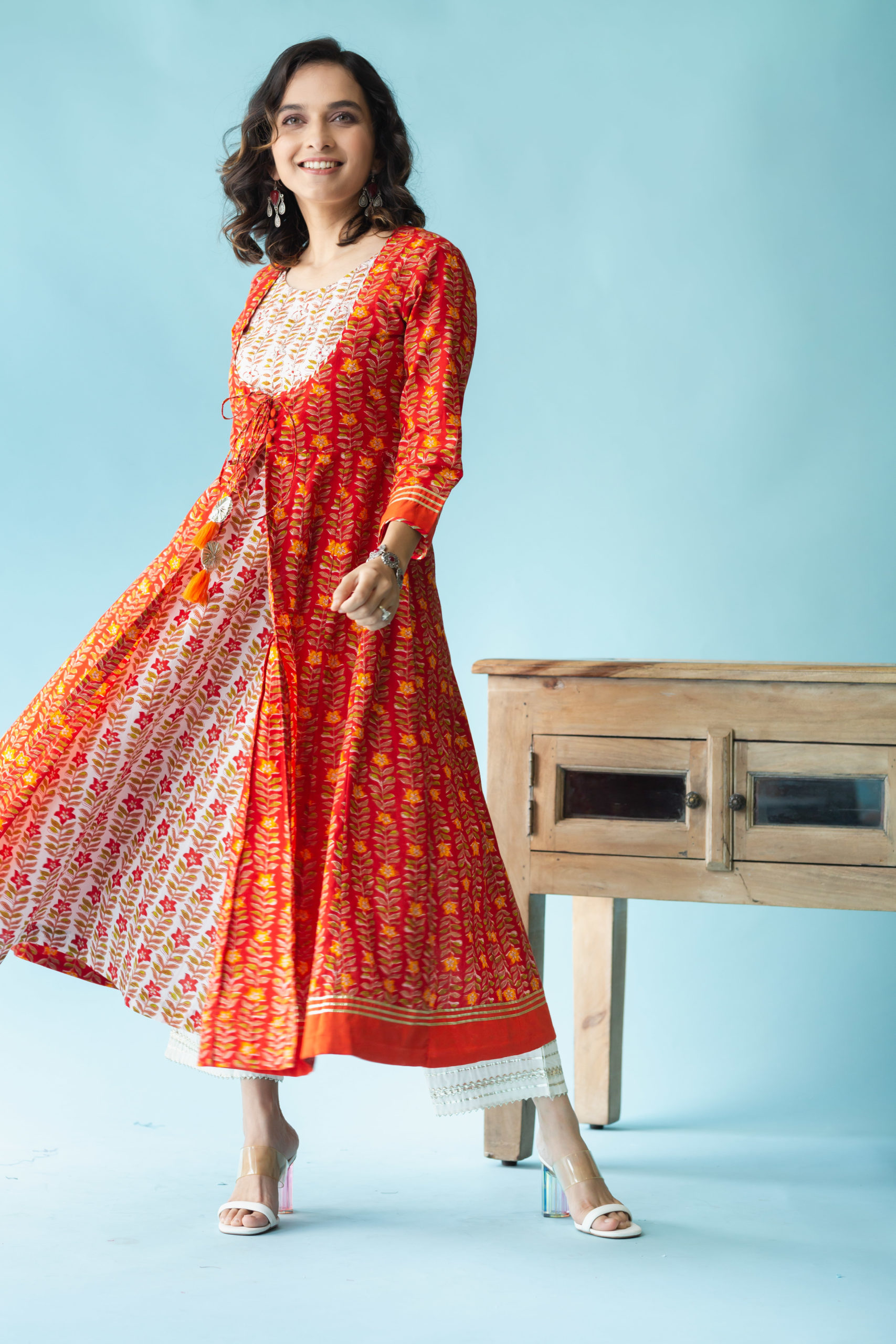 orange A-line kurta