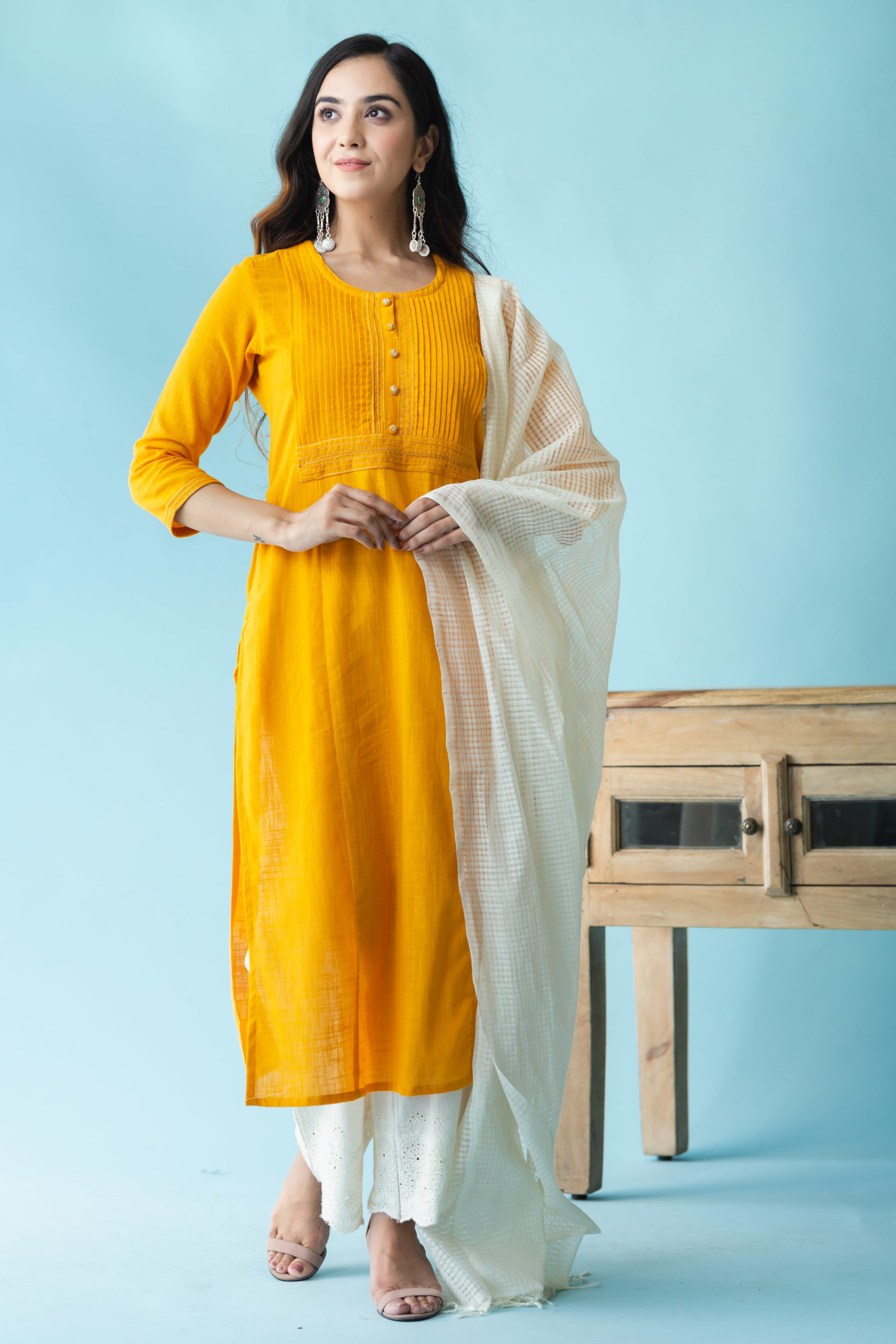 yellow silk kurta