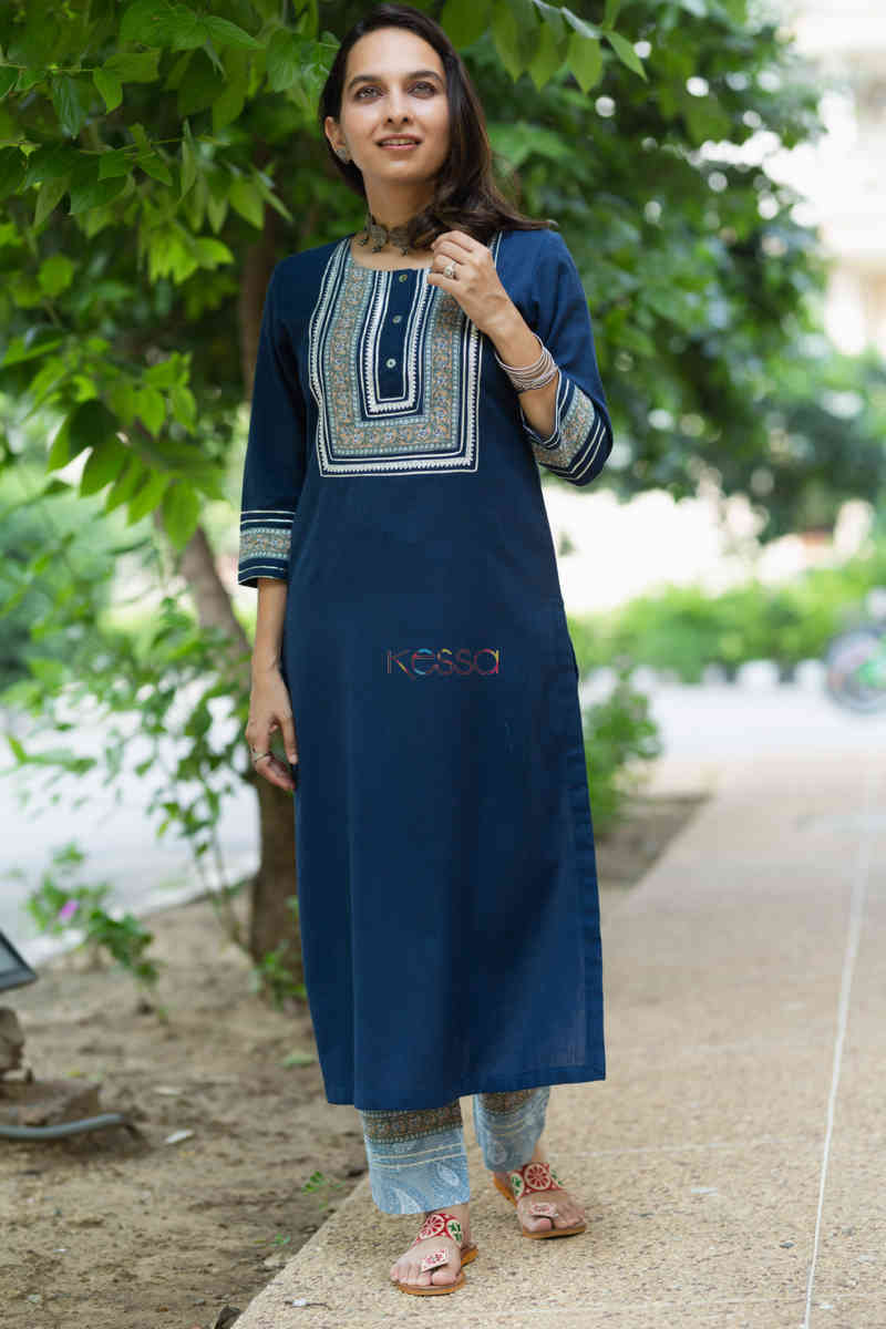 Image for Kusvaa Avdaf56 Raina Kurta And Pants Set With Gota And Patchwork Front 1
