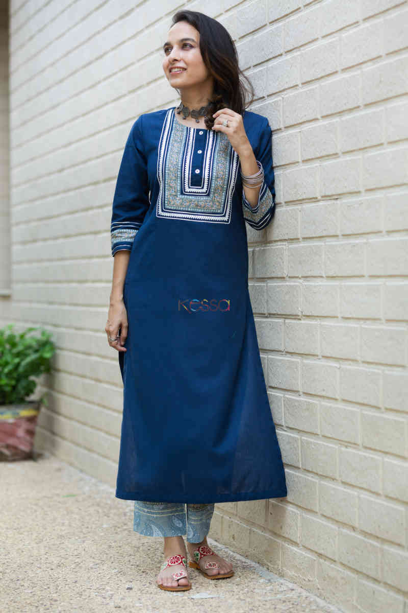 Image for Kusvaa Avdaf56 Raina Kurta And Pants Set With Gota And Patchwork Look