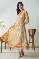 Image for Kusvaa Avdaf58 Raizel Kalidaar Kurta With Hand Block Print Front