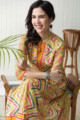 Image for Kusvaa Avdaf58 Raizel Kalidaar Kurta With Hand Block Print Sitting 1