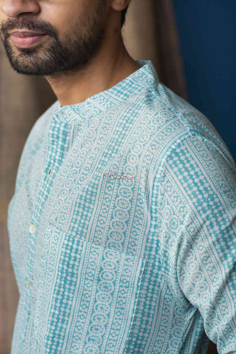 Image for Kusvaa Awk36 Arshveer Kurta With Hand Block Print Closeup