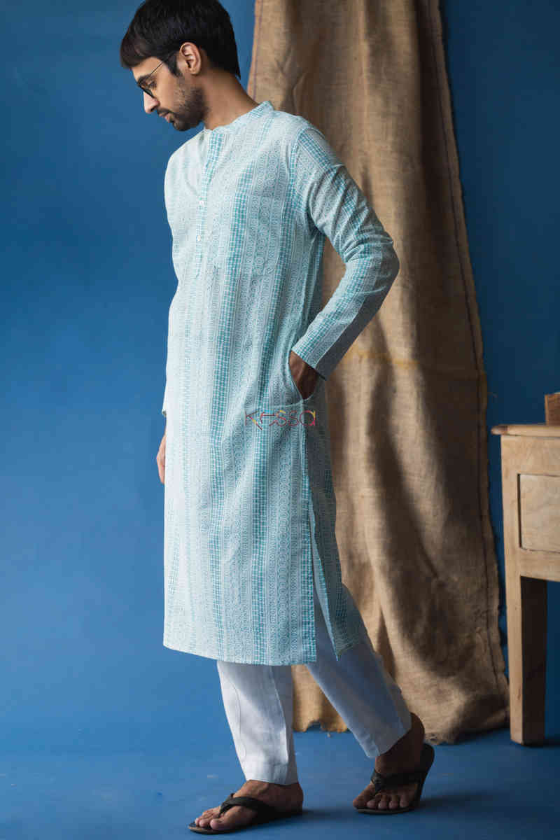 Image for Kusvaa Awk36 Arshveer Kurta With Hand Block Print Look 1