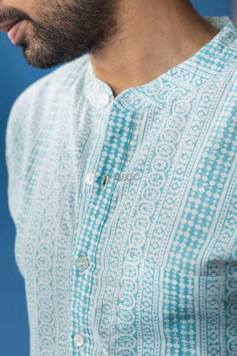 Image for Kusvaa Awk36 Arshveer Kurta With Hand Block Print Neck