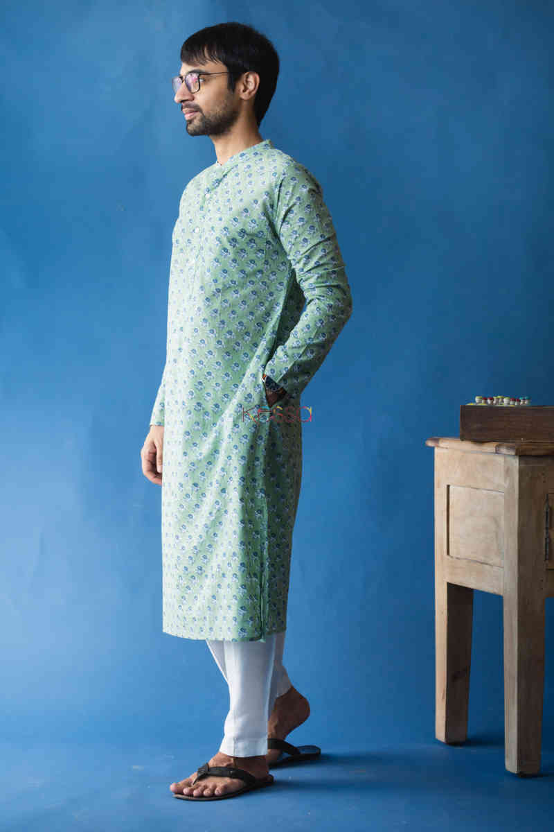 Image for Kusvaa Awk37 Aarshin Kurta With Hand Block Print Side