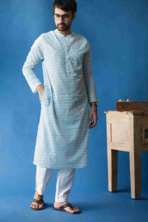 Image for Kusvaa Awk38 Shabab Kurta With Hand Block Print Featured