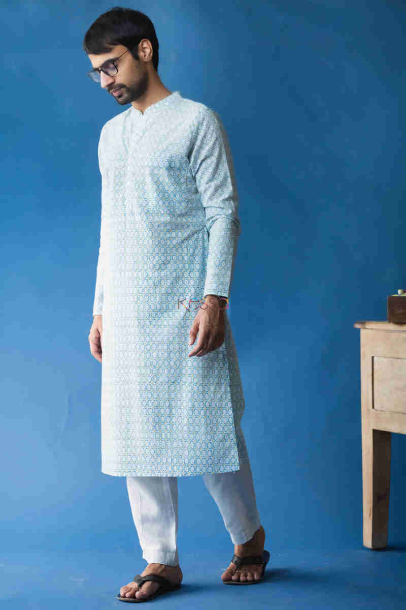 Image for Kusvaa Awk38 Shabab Kurta With Hand Block Print Look
