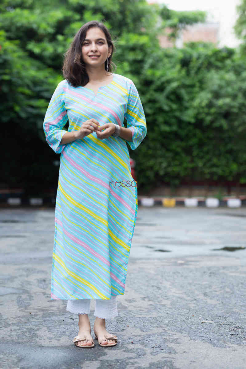 Image for Kusvaa De87 Raqs Kurta With Leheriya Print Look 1 1