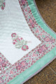Image for Kusvaa Kaq155 Catskill White And Morning Glory Green Double Bed Quilt Closeup